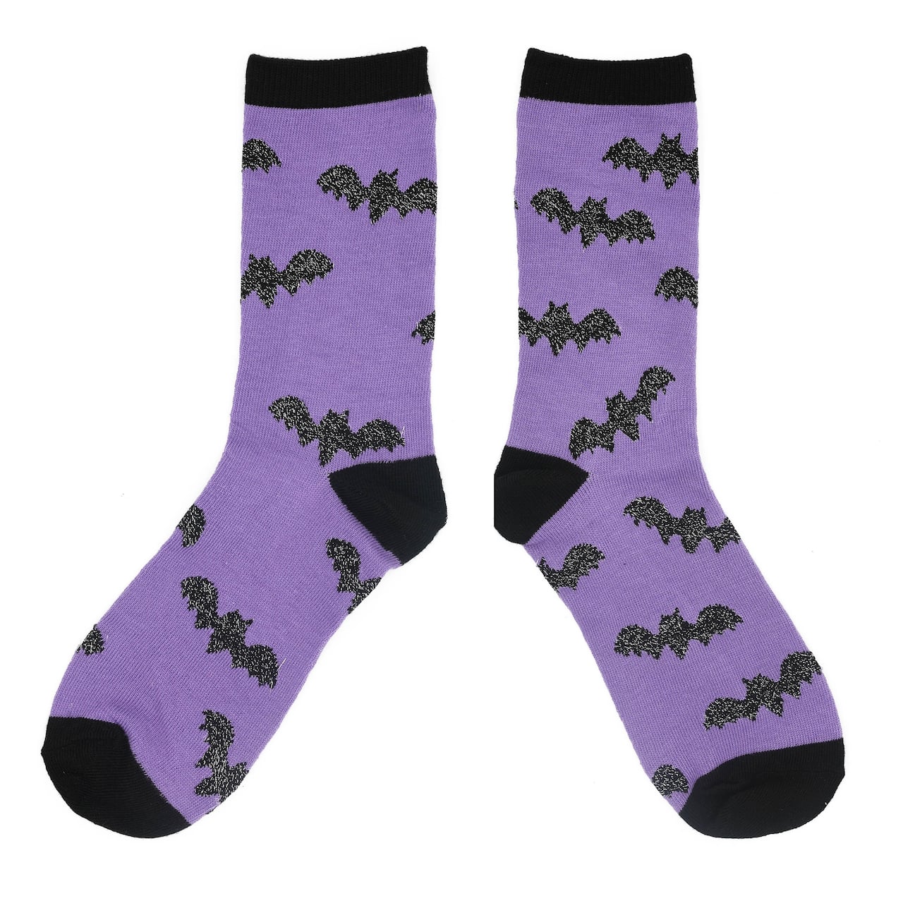 Purple & Black Bat Crew Socks by Celebrate It™